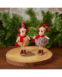 REINDEER BALL STANDING DECORATION 2 ASSTD