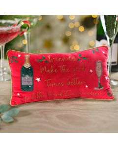 MERRY CHEER FRIENDSHIP CHAMPAGNE VELOUR RECTANGULAR CUSHION