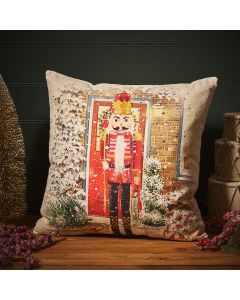 XMAS NUTCRACKER SOLDIER CUSHION WITH FOIL