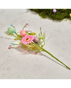 FAUX COLOURFUL FLOWERS WITH EGGS SPRAY