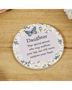 FLORAL BUTTERFLY DAUGHTER COASTER SET OF 4 LILAC CERAMIC