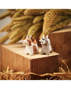 GOAT ORNAMENT WTH BEARD 2 ASSTD BROWN OR GREY RESIN