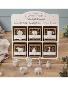 GRACEFULLY GIFTED STONEWARE SMALL WHITE KEEPSAKE ORNAMENT WITH GIFT BOX 6 ASSTD WITH DISPLAY UNIT ONE PACK OF 36