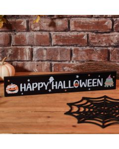 SPOOKTACULAR HAPPY HALLOWEEN WOODEN BLOCK ORNAMENT