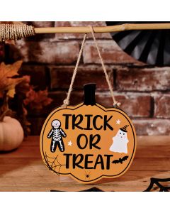 SPOOKTACULAR HALLOWEEN REVERSIBLE TRICK OUT OF TREATS WOODEN HANGER
