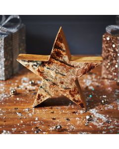 RUSTIC GOLD WOODEN STANDING STAR LARGE