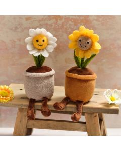 BRIGHT AND BEAUTIFUL DAISY AND SUNFLOWER POT SHELF SITTER 2 ASST
