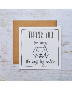 DOG WALKER THANK YOU CARD WHITE WITH BLACK OUTLINE DOG