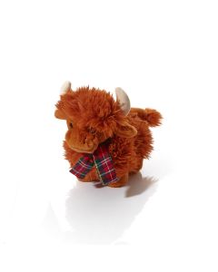 DOUGAL HIGHLAND COW TOY 23CM PLUSH FABRIC WITH TARTAN SCARF