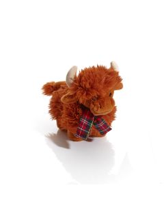 DOUGAL HIGHLAND COW TOY 16CM PLUSH FABRIC WITH TARTAN SCARF