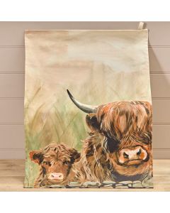 TEA TOWEL DOUGAL HIGHLAND COW UK MADE 100% COTTON