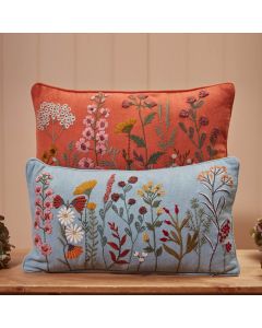 FLORAL RECTANGULAR CUSHION 2 ASSTD EMBROIDERED FABRIC 100% COTTON