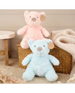 BEAN AND BLOSSOM BLUE AND PINK BEAR PLUSH SOFT TOY 2 ASSTD
