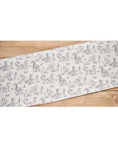 SKETCHY DUCK TABLE RUNNER GREYSCALE FABRIC