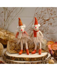 MOUSE SHELF SITTER WITH HAT AND SCARF 2 ASSTD