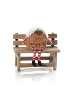 JINGLE AND JOY GINGERBREAD HOUSE FABRIC SHELF SITTER