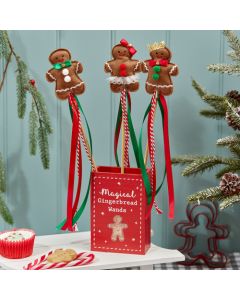 GINGERBREAD WAND 3 ASSTD WITH FELT TOPPER 12/POT