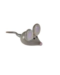 GLASS MOUSE ORNAMENT GREY WITH BIG EARS