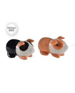 GLASS GUINEA PIG ORNAMENT 2 ASSTD BLACK OR BROWN