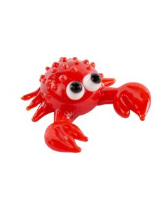 GLASS CRAB ORNAMENT ORANGE WITH GOOGLE EYES