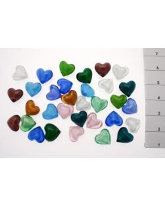 GLASS HEART ORNAMENT 12 ASSTD 12/NET BAG