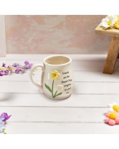 BRIGHT AND BEAUTIFUL STONEWARE FRIEND MUG WITH 3D FLOWER HEADS