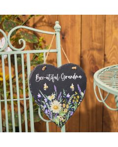 SLATE DAISY BEE-UTIFUL GRANDMA HEART HANGER WITH LAVENDER+