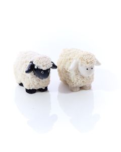 SHEEP ORNAMENT 2 ASSTD TEXTURED RESIN BLACK OR WHITE FACE