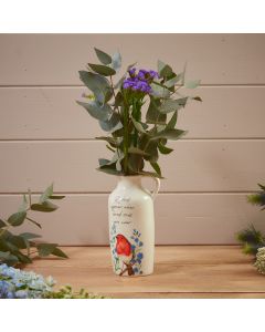 ROBIN FORGET ME NOT VASE WHITE CERAMIC ROBINS APPEAR+