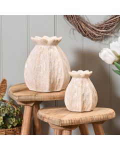 CERAMIC POPPY SEED TEXTURED VASE SMALL