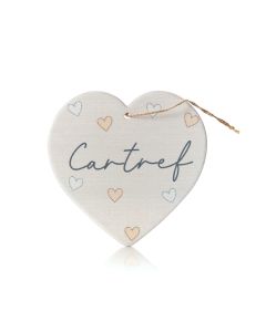 WELSH CERAMIC CARTREF HEART HANGER