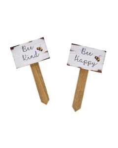 BEE PLANT STICK 2 ASSTD GREY & NATURAL WOOD+