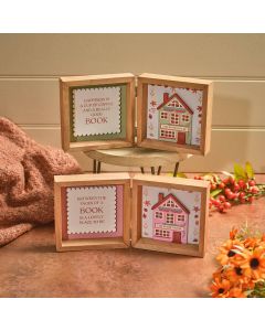 COSY CHAPTER WOOD DOUBLE HINGED FRAMED STANDING PLAQUE 2 ASSTD DESIGNS