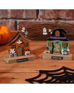 SPOOKTACULAR SPOOKY HOUSE BLOCK ORNAMENT 2 ASSTD