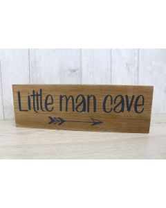 LITTLE MAN CAVE PLAQUE NATURAL WOOD WITH ARROW++