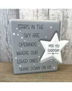 STARS IN THE SKY MEMORY BLOCK GREY WOOD WITH WHITE STAR*2022*