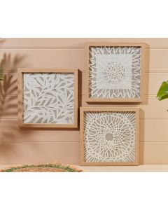 HANDCRAFTED PAPER ABSTRACT FRAMED PLAQUE 3 ASSTD WOODEN++