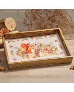 TOADSTOOL TALES MANGO WOOD TRAY WITH WOODLAND ANIMALS
