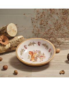 TOADSTOOL TALES MANGO WOOD BOWL WITH WOODLAND ANIMALS