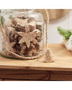 MANGO WOOD XMAS HANGER 2 ASSTD 48/JAR SPOTTY TREE OR STAR