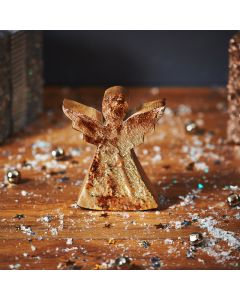 RUSTIC GOLD WOODEN ANGEL ORNAMENT