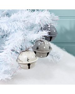 METAL BELL HANGER GREY WITH CUTOUT SNOWFLAKES S/3