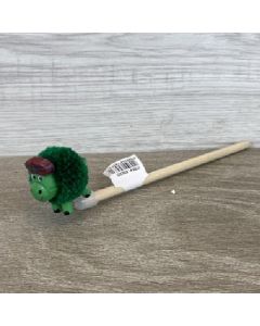 NESSIE POM POM PENCIL GREEN WOOD & FLEECE WITH TARTAN HAT