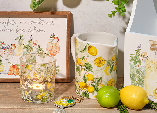 Stock items display with lemon themed gifts